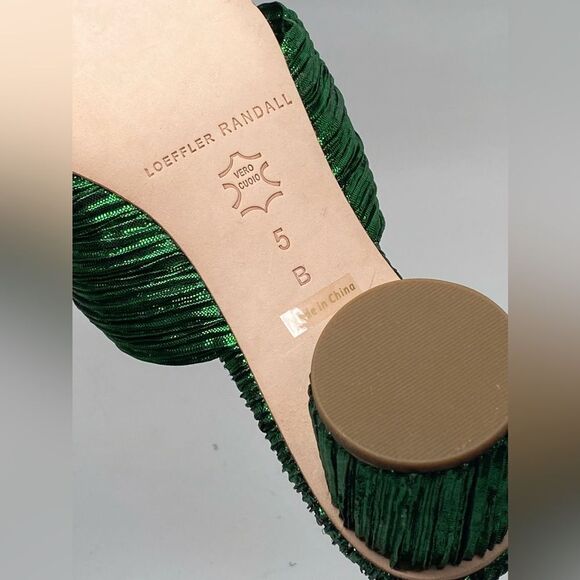 Loeffler Randall Emilia 50MM Pleated Lamé Knotted Mules size 5 - Picture 14 of 14